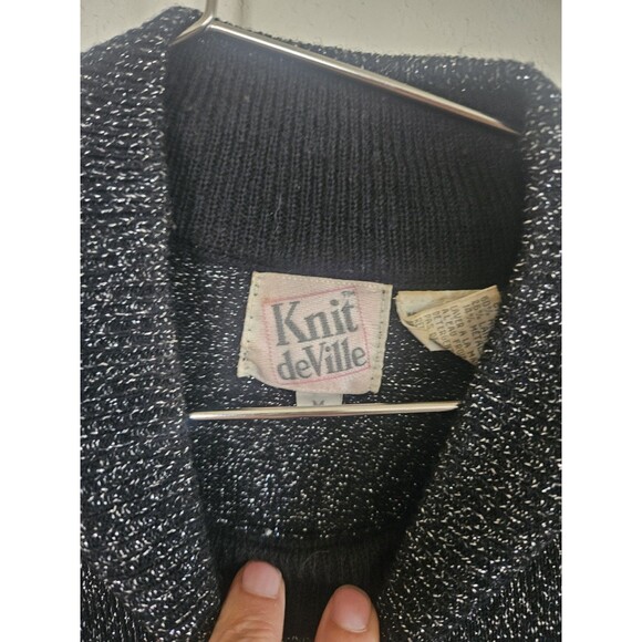 Vintage Mock Sleeveless Sparkle Sweater Cropped Size M By Knit DeVille - Picture 6 of 6